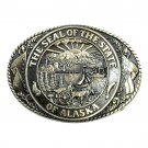 Alaska State Seal Tony Lama First Edition Solid Brass US Belt Buckle