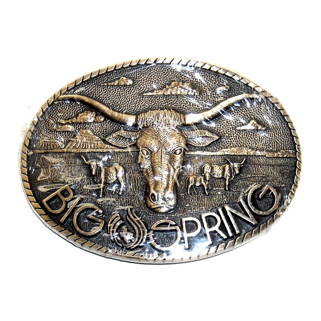 Longhorn Big Spring Texas ADM Award Design Solid Brass Belt Buckle