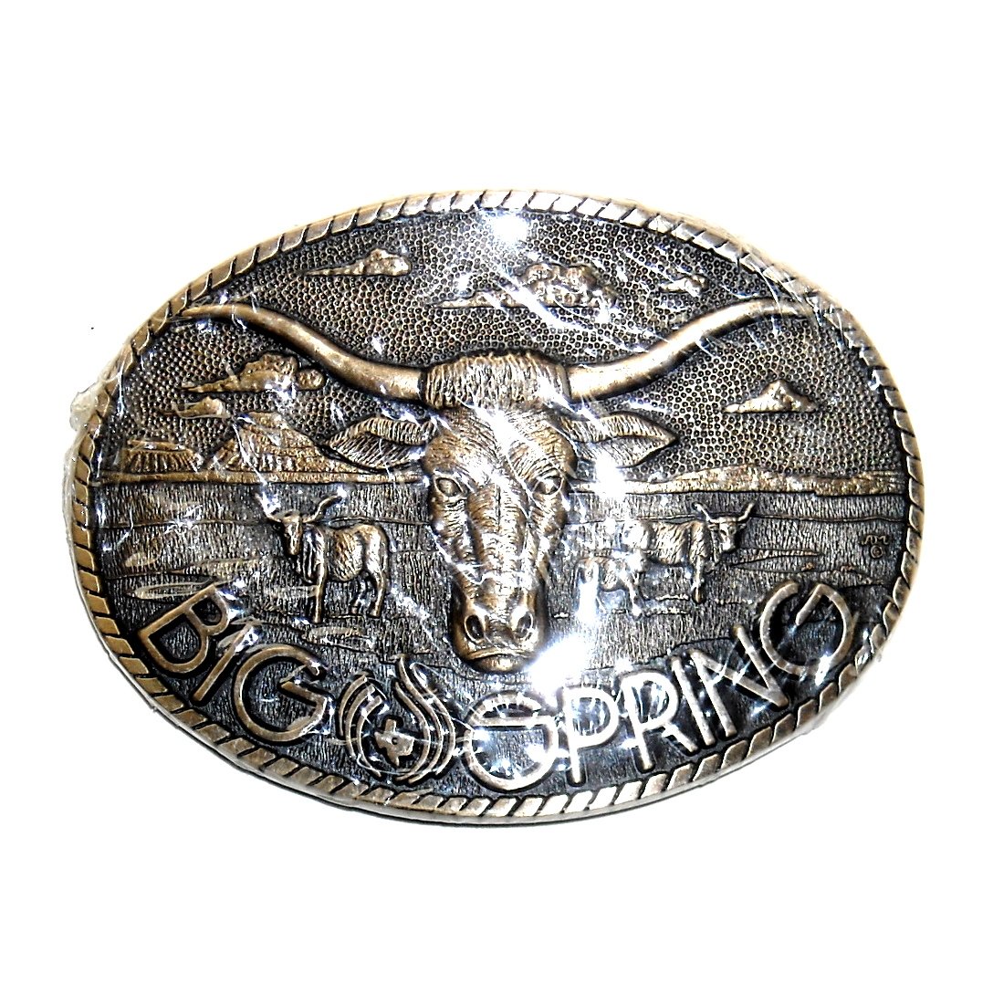 Longhorn Big Spring Texas ADM Award Design Solid Brass Belt Buckle