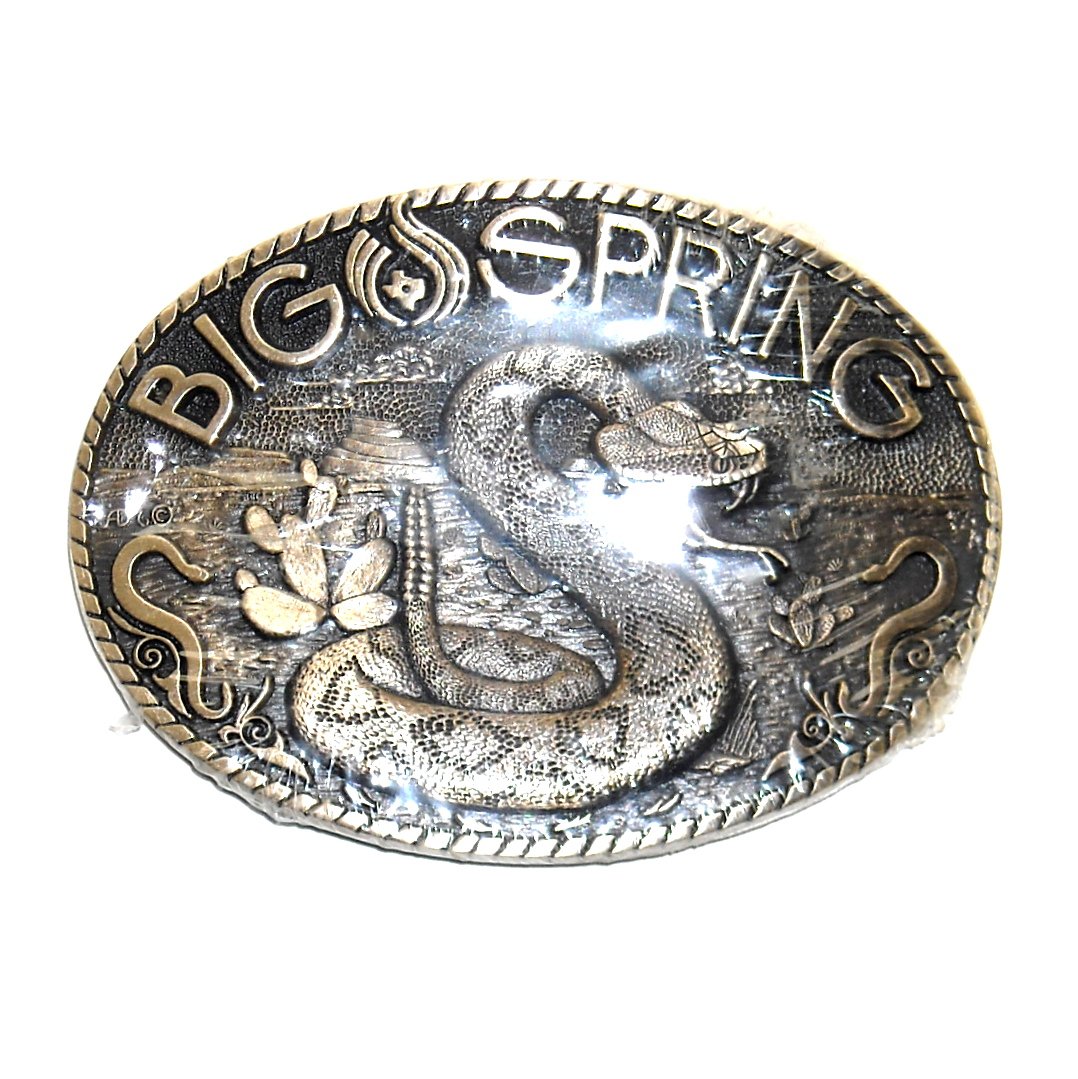 Rattlesnake Big Spring Texas Independence County ADM Brass Belt Buckle