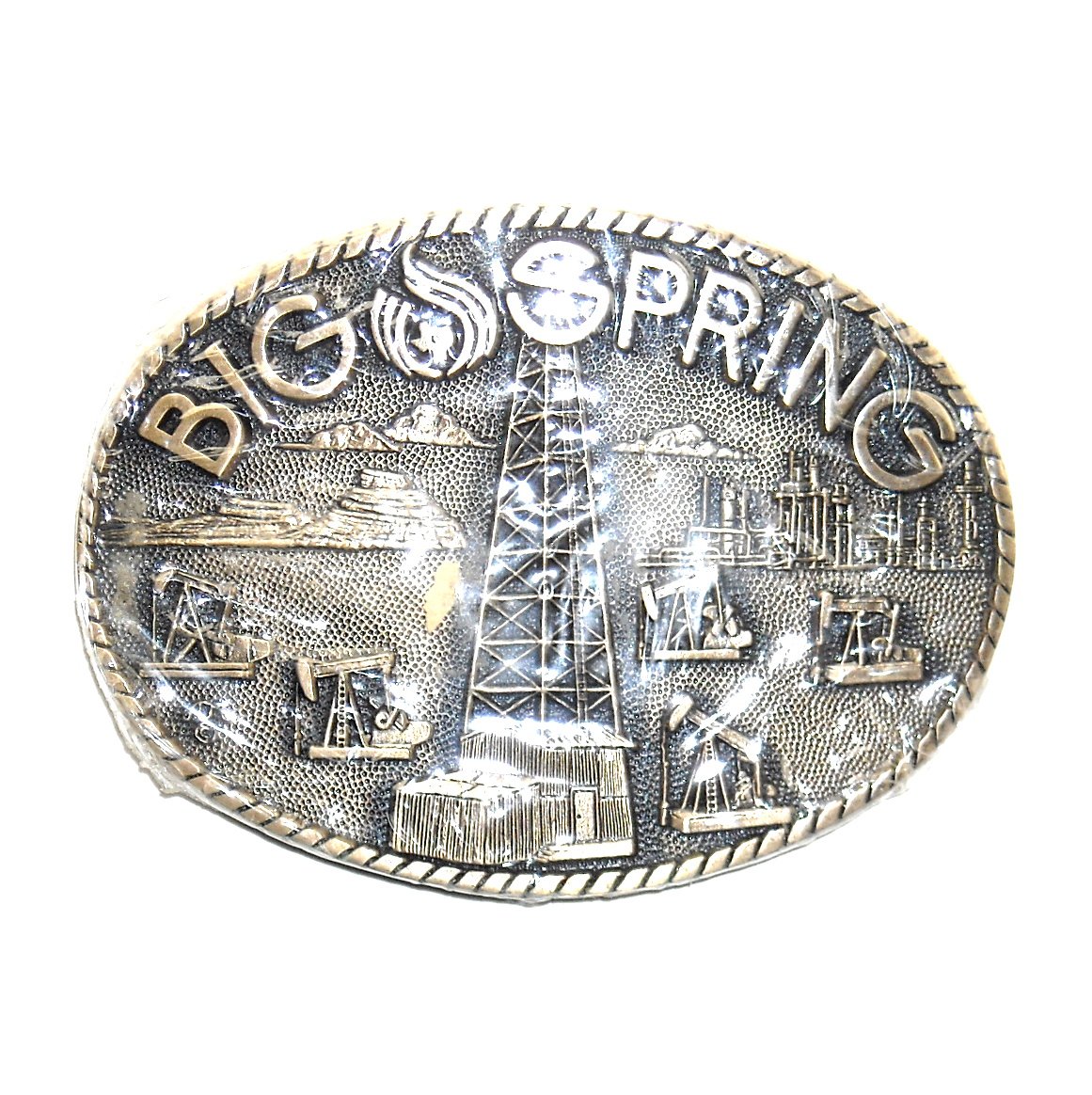 Oil Field Big Spring Texas Independence ADM Award Design Brass Belt Buckle