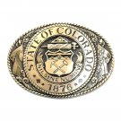 Colorado Centennial State Seal Tony Lama Solid Brass Belt Buckle