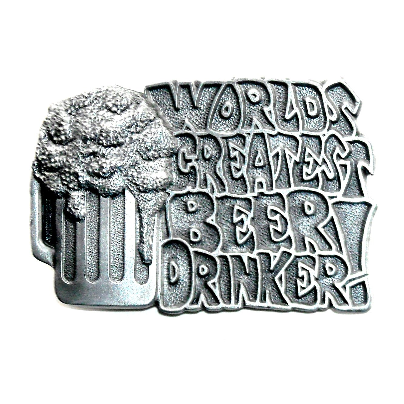 World's Greatest Beer Drinker C+J Bergamot Pewter US Belt Buckle