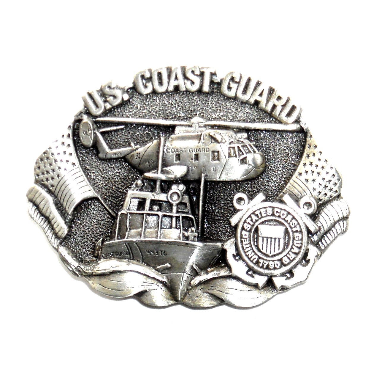 U.S. Coast Guard 3D Bergamot Solid Pewter US Belt Buckle