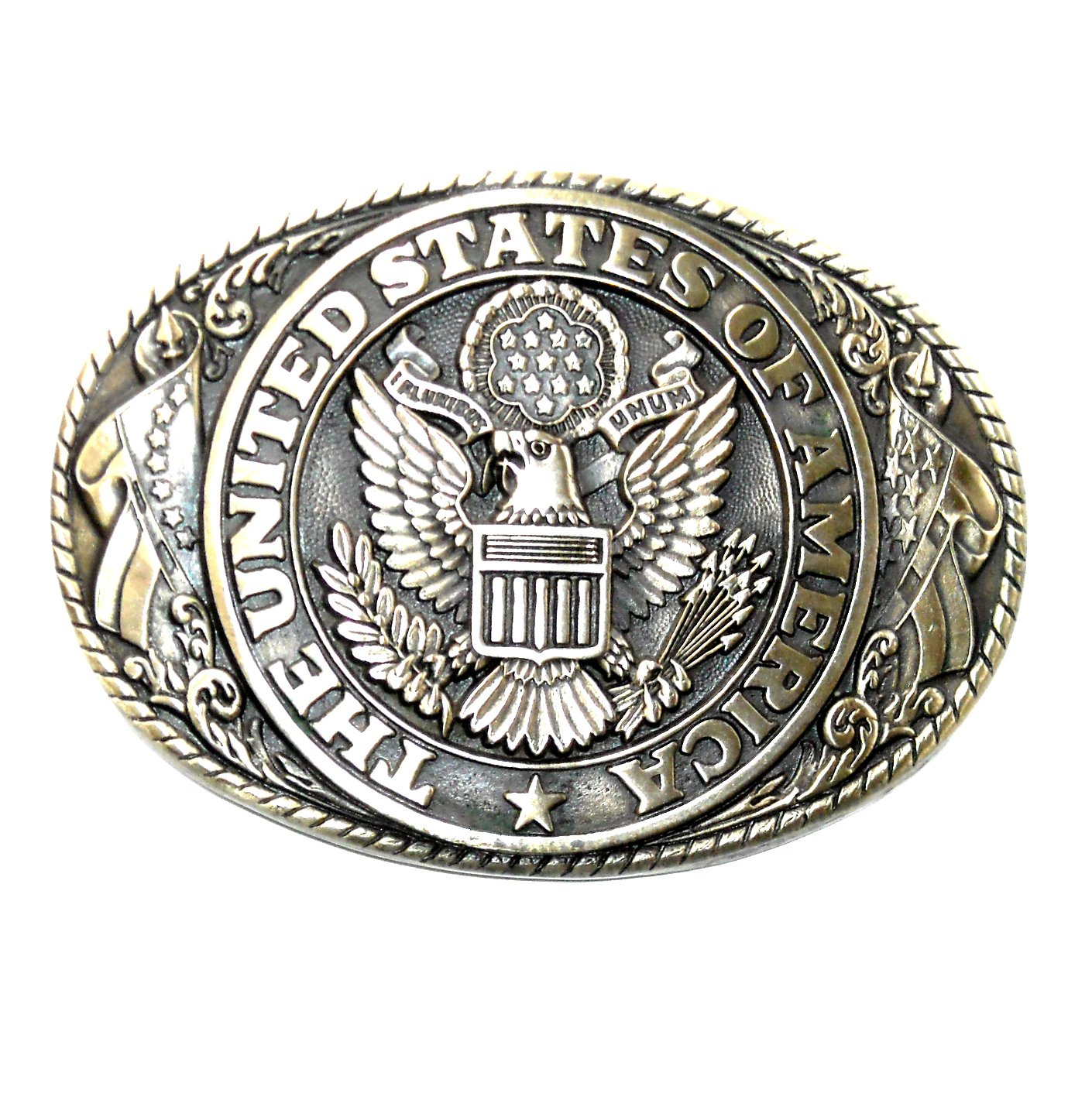 The United States Of America Seal Tony Lama Solid Brass Belt Buckle