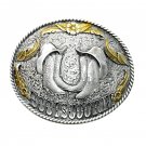 Line Dance Boot Scootin Yellow Color Bergamot US Pewter Belt Buckle