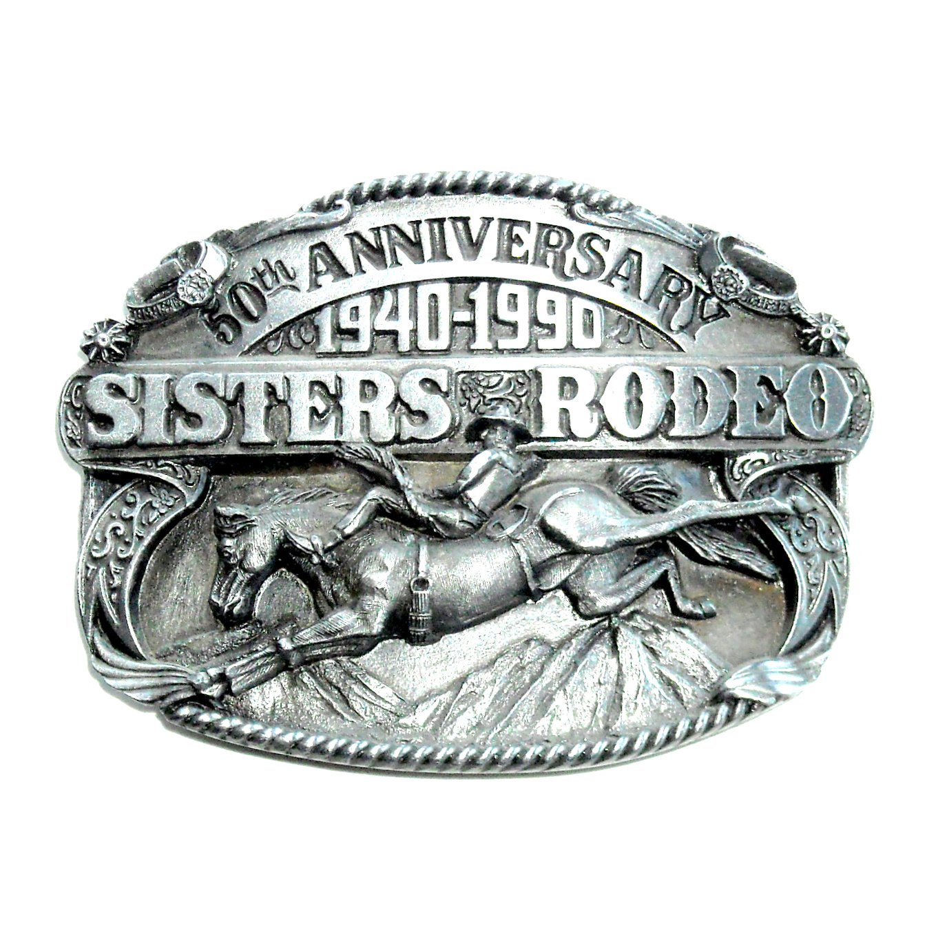 1990 Sisters Rodeo Anniversary 3D Siskiyou Bergamot Pewter US Belt