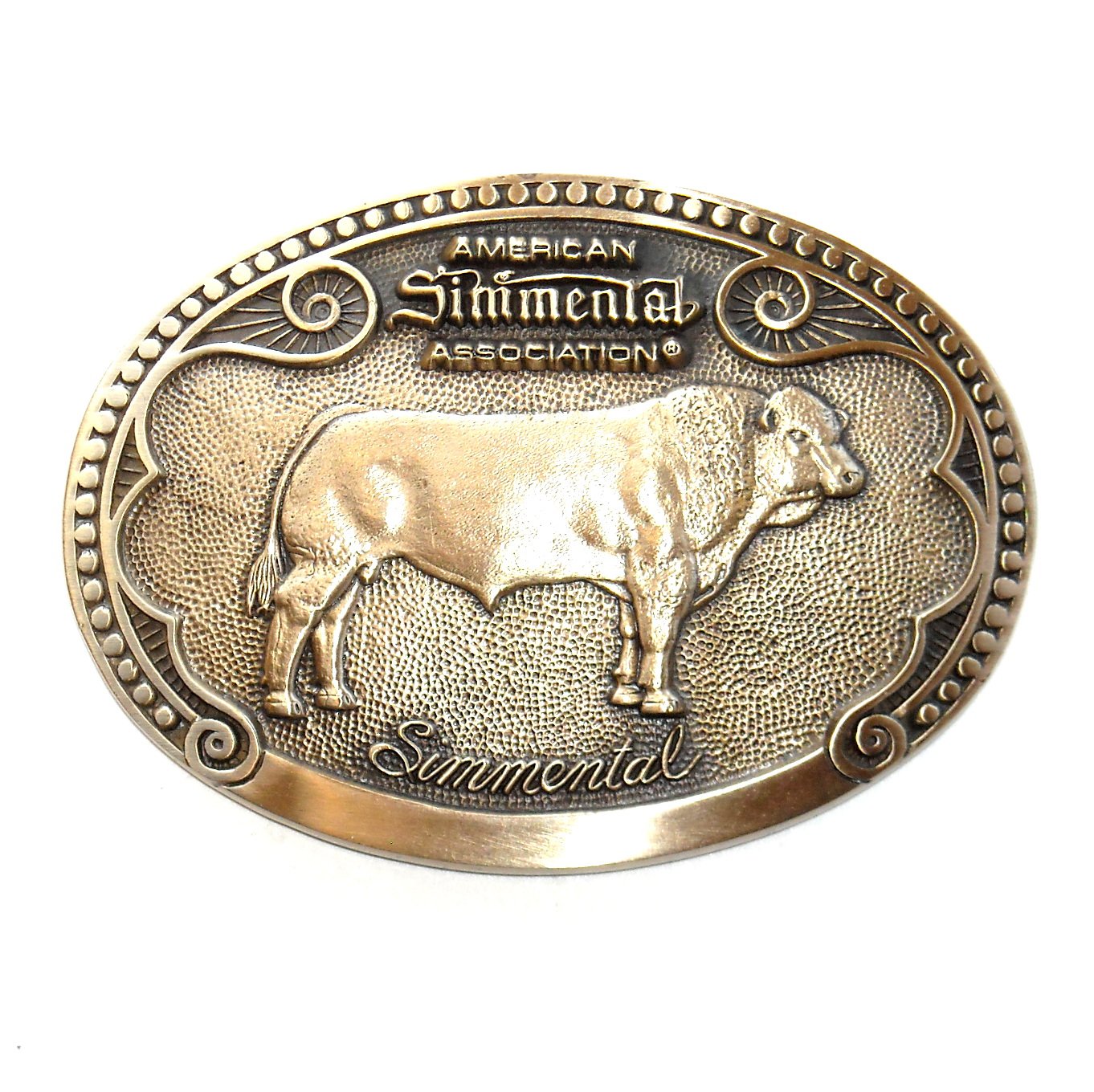 American Simmental Bull First Edition Tony Lama Brass Belt Buckle