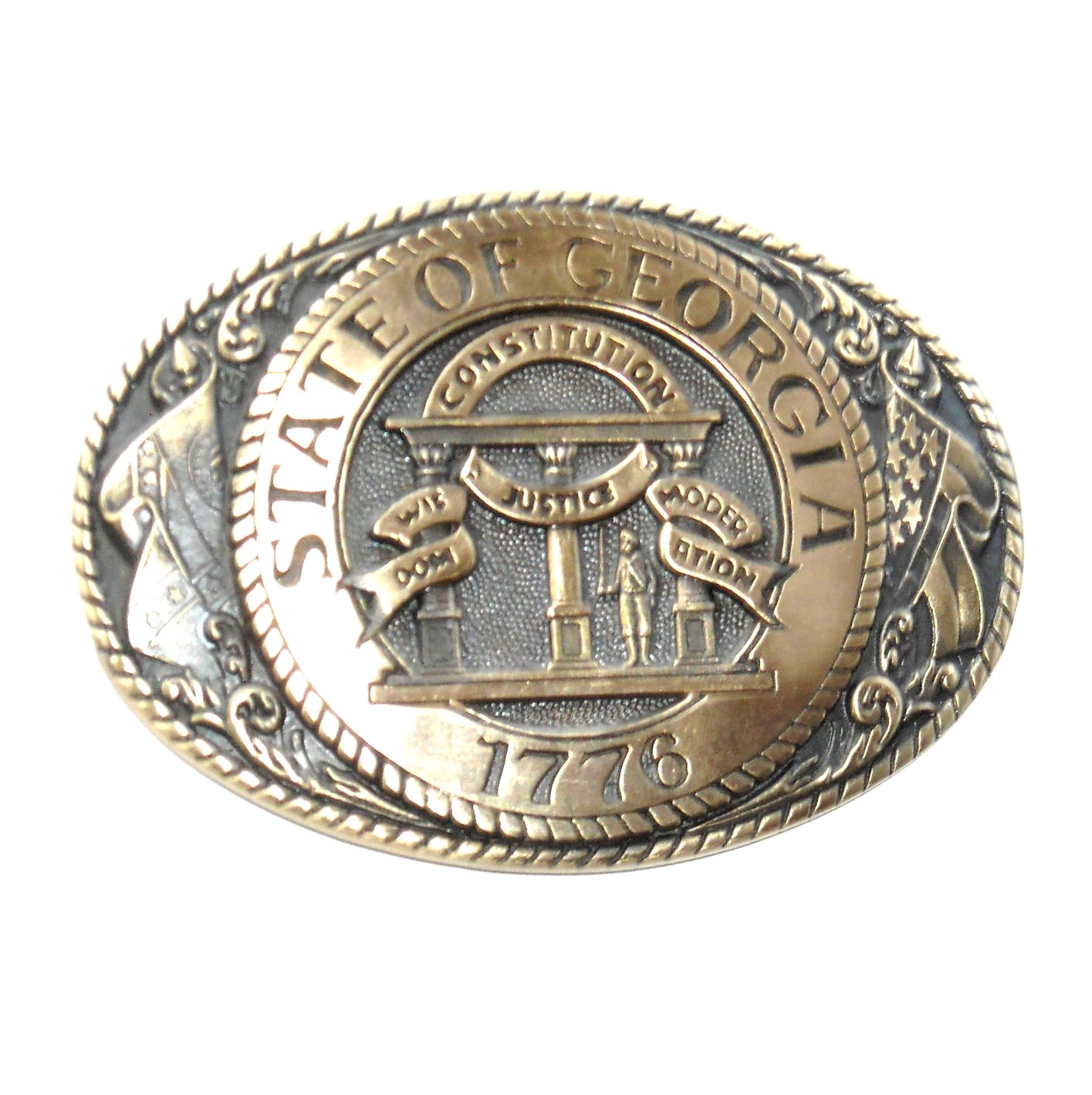 First Edition State Seal Tony Lama Solid Brass US Belt Buckle