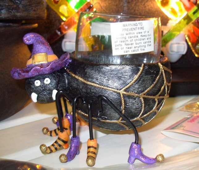 HALLOWEEN VOTIVE HOLDER SPOOKY WITCH SPIDER NEW GANZ HOLIDAY HOME DECOR