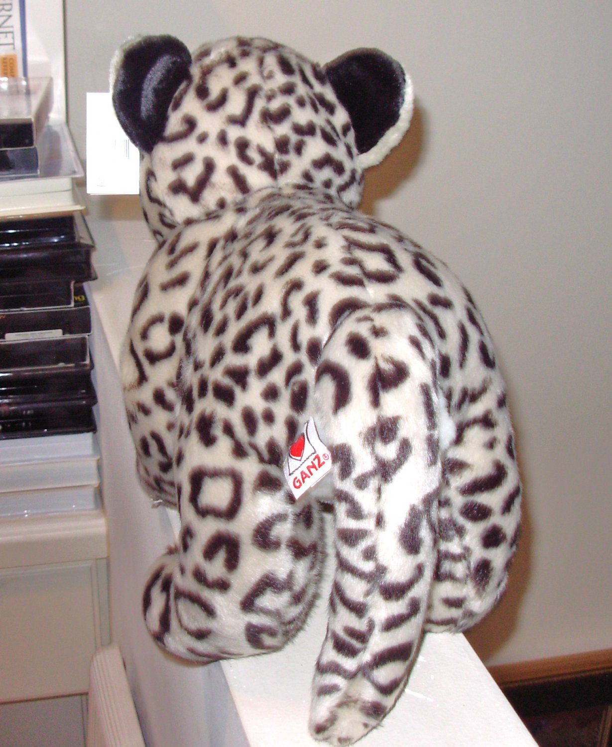 large stuffed snow leopard