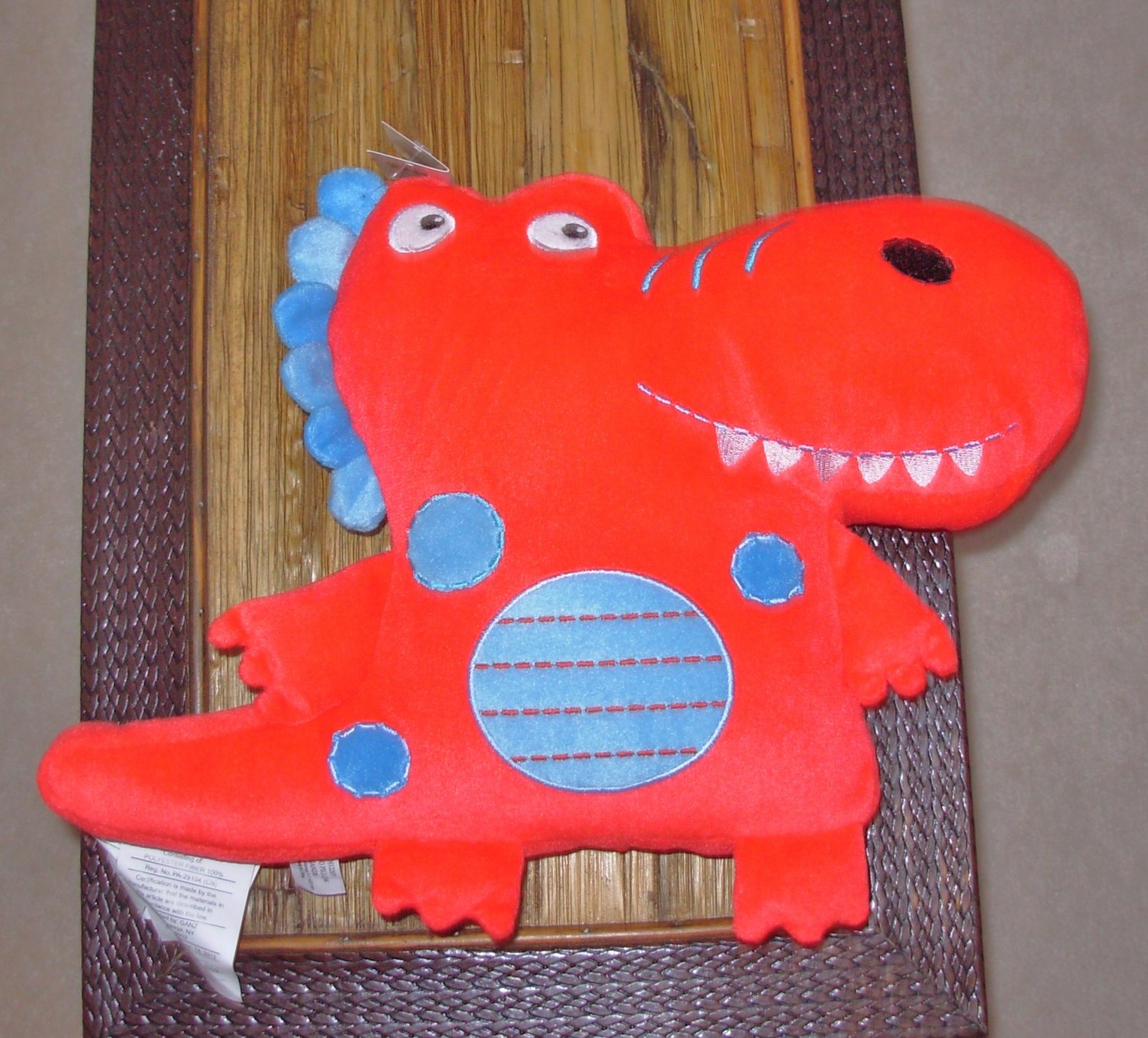 DINO PILLOW RED DRAGON DINOSAUR PILLOW NEW GANZ PLUSH STUFFED TOY