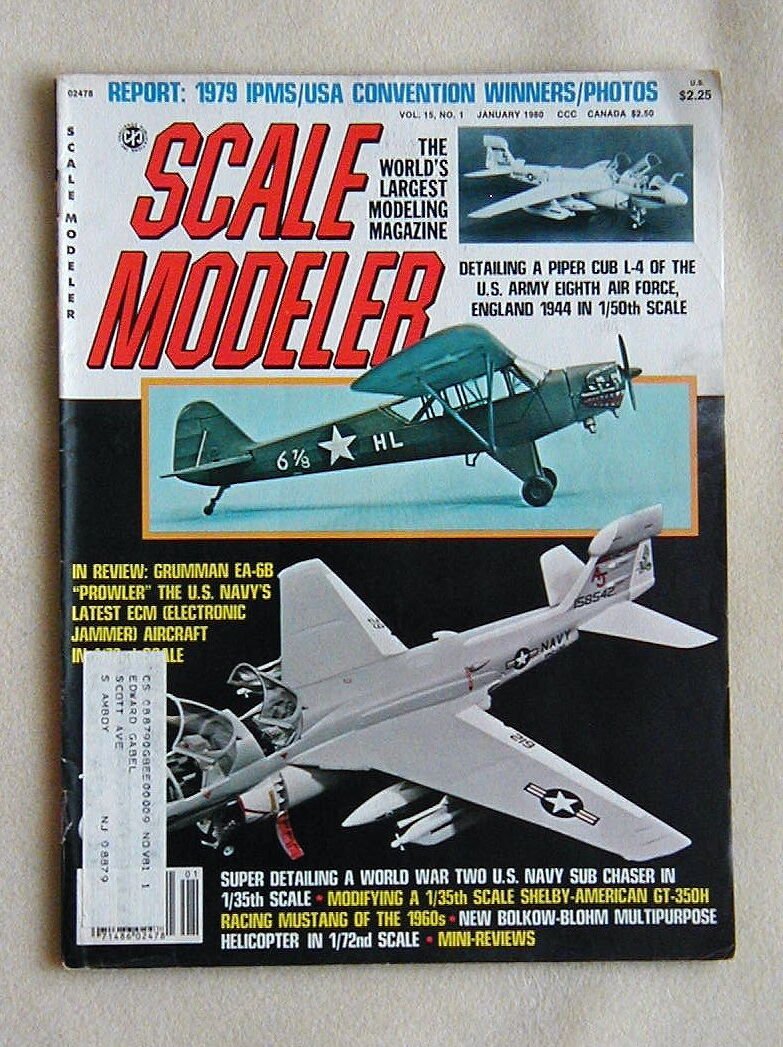 SCALE MODELER MAGAZINE January 1980 Prowler Piper Cub Shelby-American GT-350H