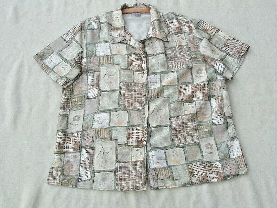 Women's 100% Silk Blouse by Dress Barn Size XL Extra Large Geometric/Floral