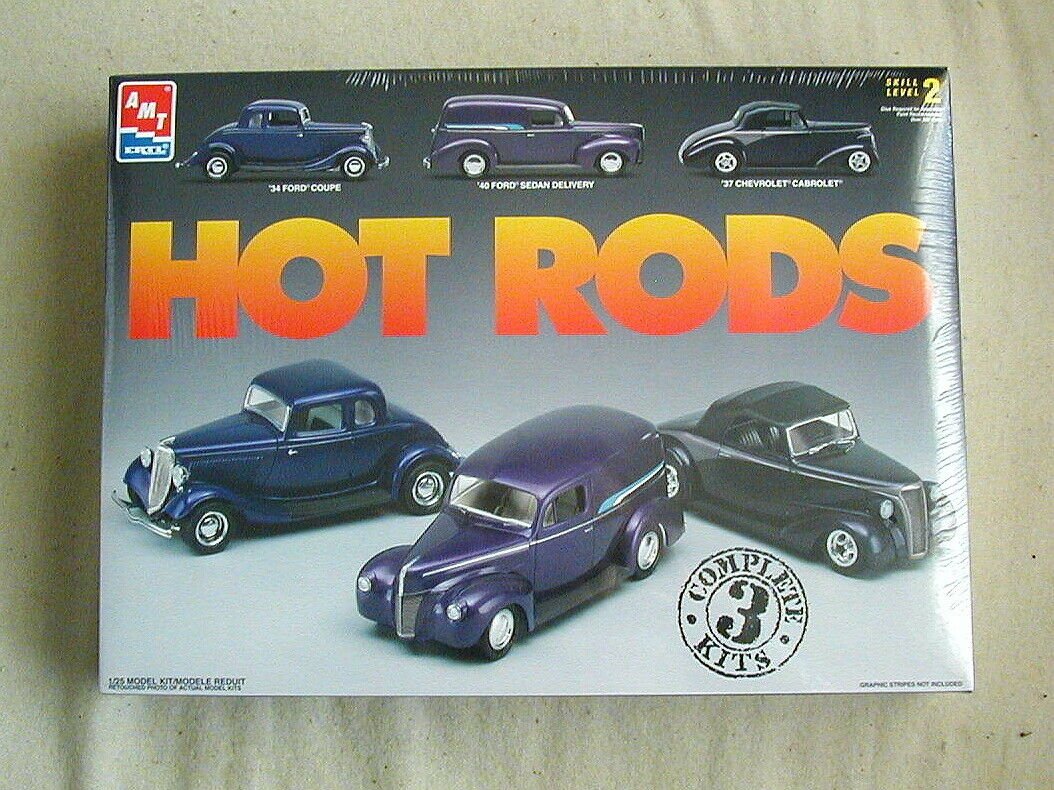 FACTORY SEALED AMT/Ertl Hot Rods Trio #8457 '34 Coupe/40 Sedan Delivery/Cabrolet
