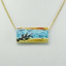 Driftwood on a Beach Painted Pendant Necklace
