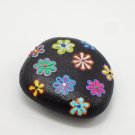 Hand Painted Paperweight Stone with Flower Paintings