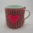 Hand Knitted Mug or Cup Cozy with Heart Applique
