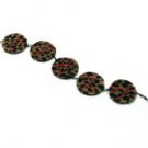 Leopard Print Textile Bracelet, Handmade Wire Wrapped Animal Fashion Jewelry with Rhinestones