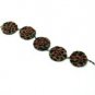 Leopard Print Textile Bracelet, Handmade Wire Wrapped Animal Fashion Jewelry with Rhinestones
