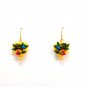 Yellow Polymer Heart Earrings, Small Dangle Flower Garden Jewelry