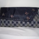 Blue and Gray Wool Handmade Clutch, New with Magnetic Button