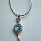 Original Design by William Wang Swarovski Crystal Aquamarine Necklace With Platinum Finish