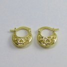 New 14k Karat Gold Filled Basket With Heart Design Hoop Earrings