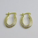 New 14k Karat Gold Filled Small Oval Cubic Zirconia Hoop Earrings