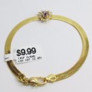 New 14 KGF Cubic Zirconia Lavender Heart Herringbone Bracelet Wristband
