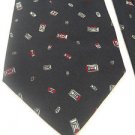 Vitaliano Pancaldi geometric Ruby pattern on Navy Blue Background skinny tie