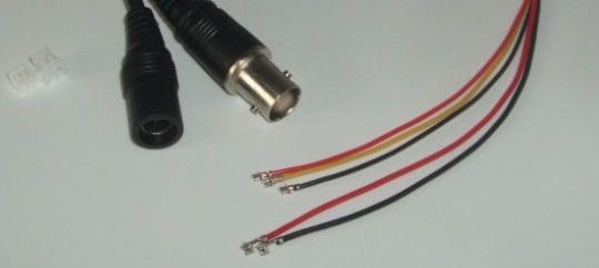 6-Pin Open End Cable to 1 BNC Female Connector with 12V DC Input for CCTV Camera