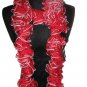 Women's Handmade RED Scarf Silver Trim NEW 75" Long Scarves Hand Knit USA