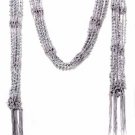 Women's SILVER Silk Scarf Necklace with Silver Beads Zenzii Jewelry Scarves NEW