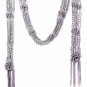 Women's SILVER Silk Scarf Necklace with Silver Beads Zenzii Jewelry Scarves NEW