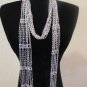 Women's SILVER Silk Scarf Necklace with Silver Beads Zenzii Jewelry Scarves NEW