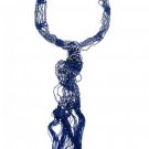 Women's Blue Scarf Necklace with Silver Beads Zenzii Scarves NEW Jewelry Scarf