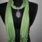 Jewelry Scarf Necklace Vintage-Look Women Scarves NEW Solid GREEN Scarf Pendant
