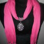 Jewelry Scarf Necklace Vintage-Look Women Scarves NEW Blingy Pink Scarf Pendant