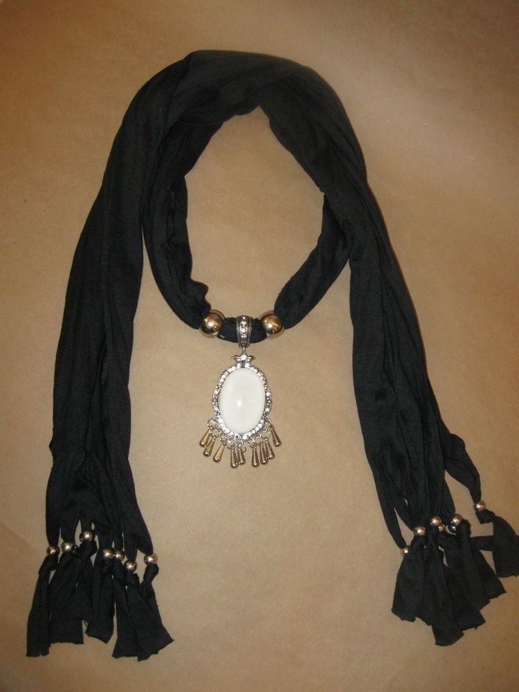Black Vintage Looking Polyester Jewelry Scarf Necklace Women Scarves NEW Blingy