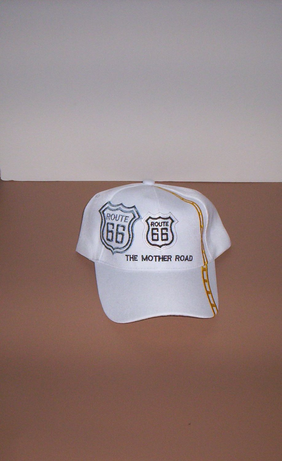 White Route 66 The Mother Road Mens Hat Ball Cap New!