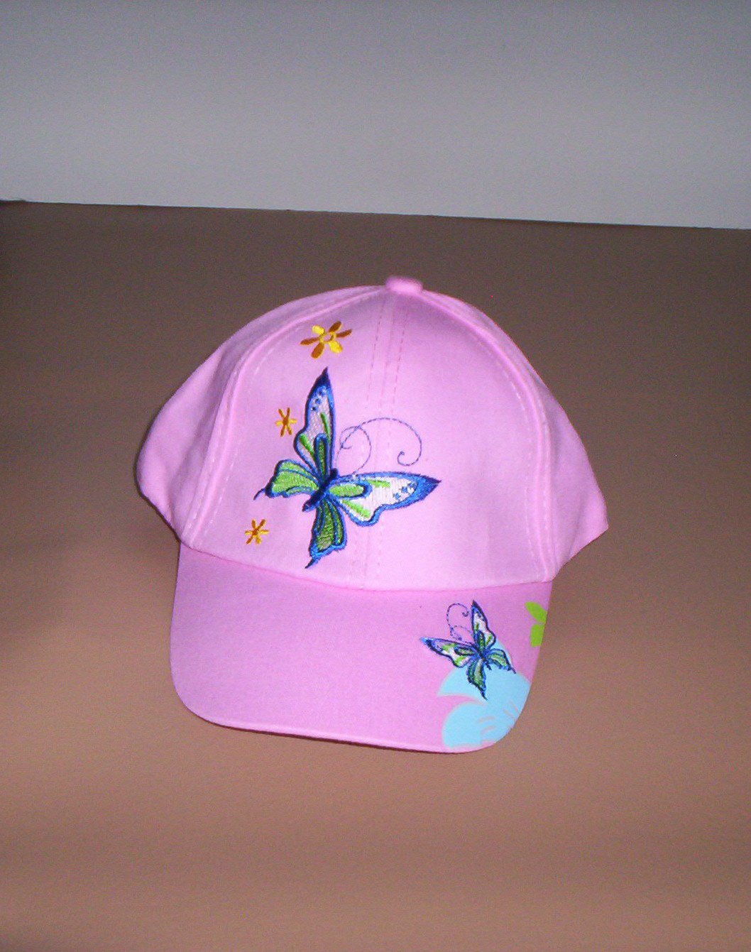 Girls Pink Embroidered Butterfly Hat Ball Cap New!