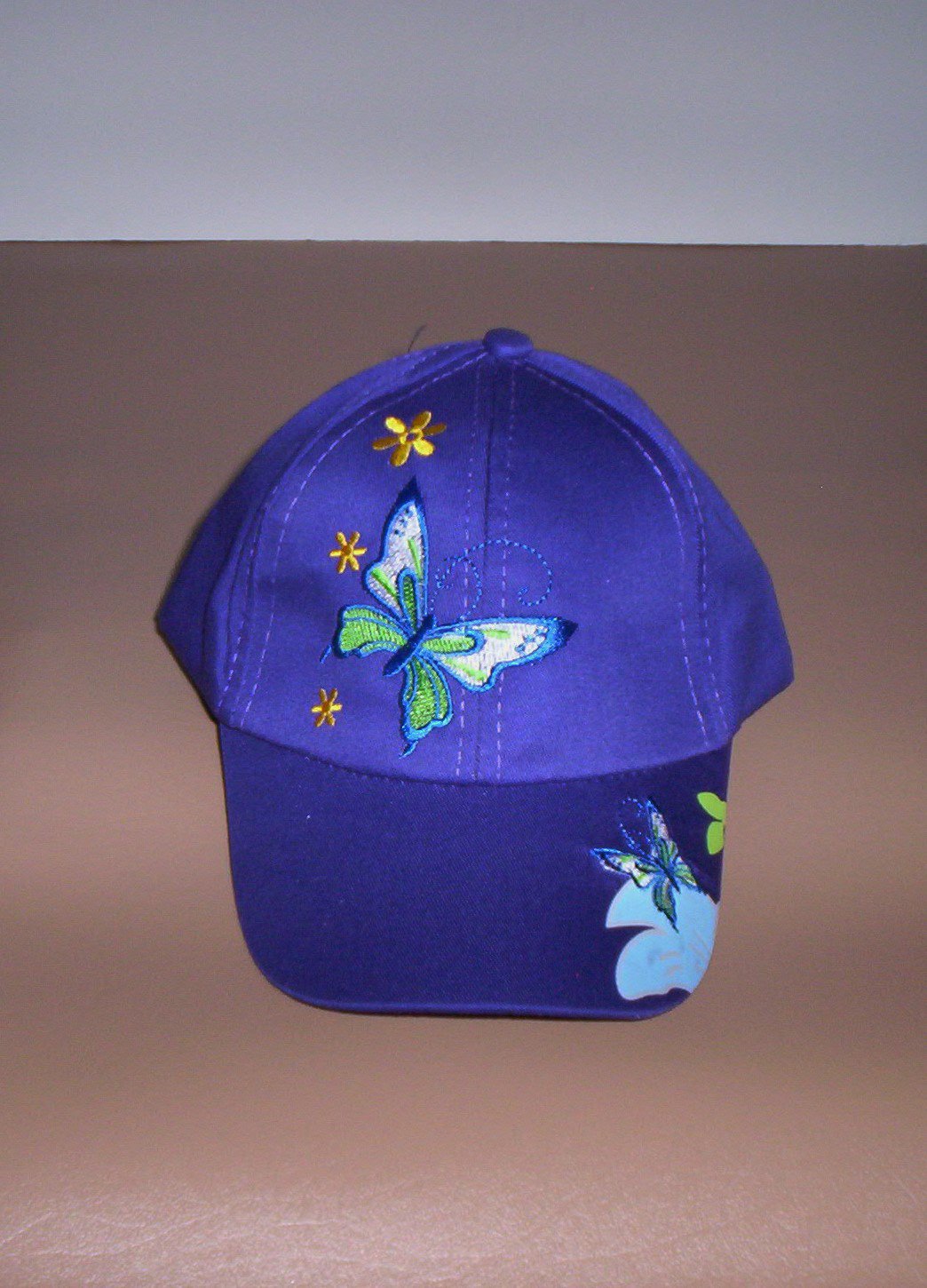 Girls Purple Embroidered Butterfly Hat Ball Cap New!