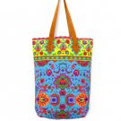 Beautiful Handbag Genieue Leather Strap Pastel Color Fabric Handmade Thailand