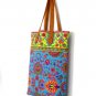 Beautiful Handbag Genieue Leather Strap Pastel Color Fabric Handmade Thailand