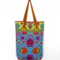 Beautiful Handbag Genieue Leather Strap Pastel Color Fabric Handmade Thailand