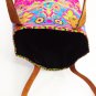 Pink Handbag Genieue Leather Strap Cotton Pastel Color Fabric Handmade Thailand