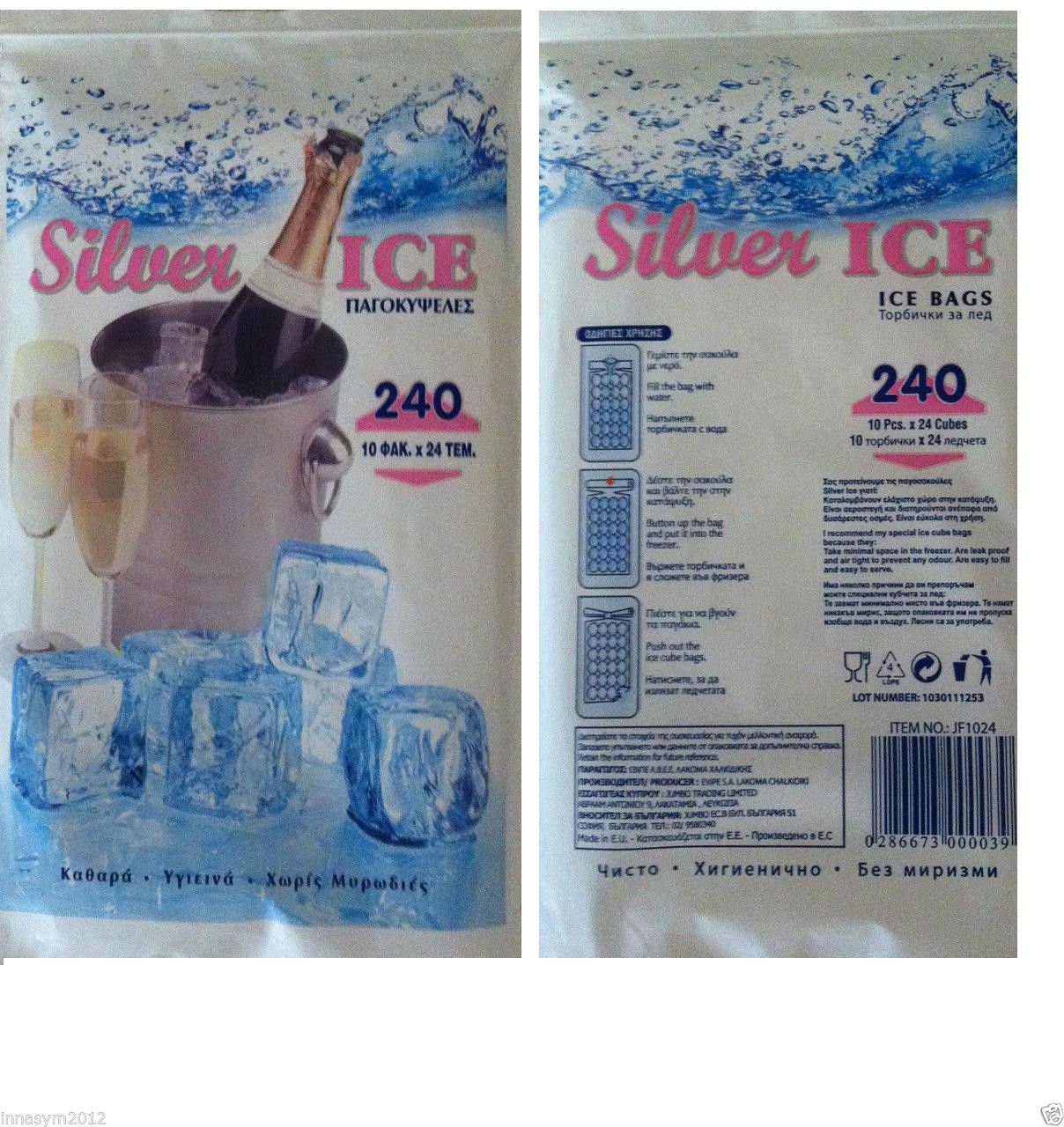 Disposable Self Sealing Ice Cube Bags, 10 Pcs x 24 Cubes