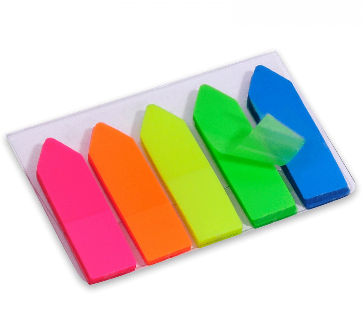 Set of 5 Plastic Adhesive Bookmarks, ARROWS, 50 sheets per color
