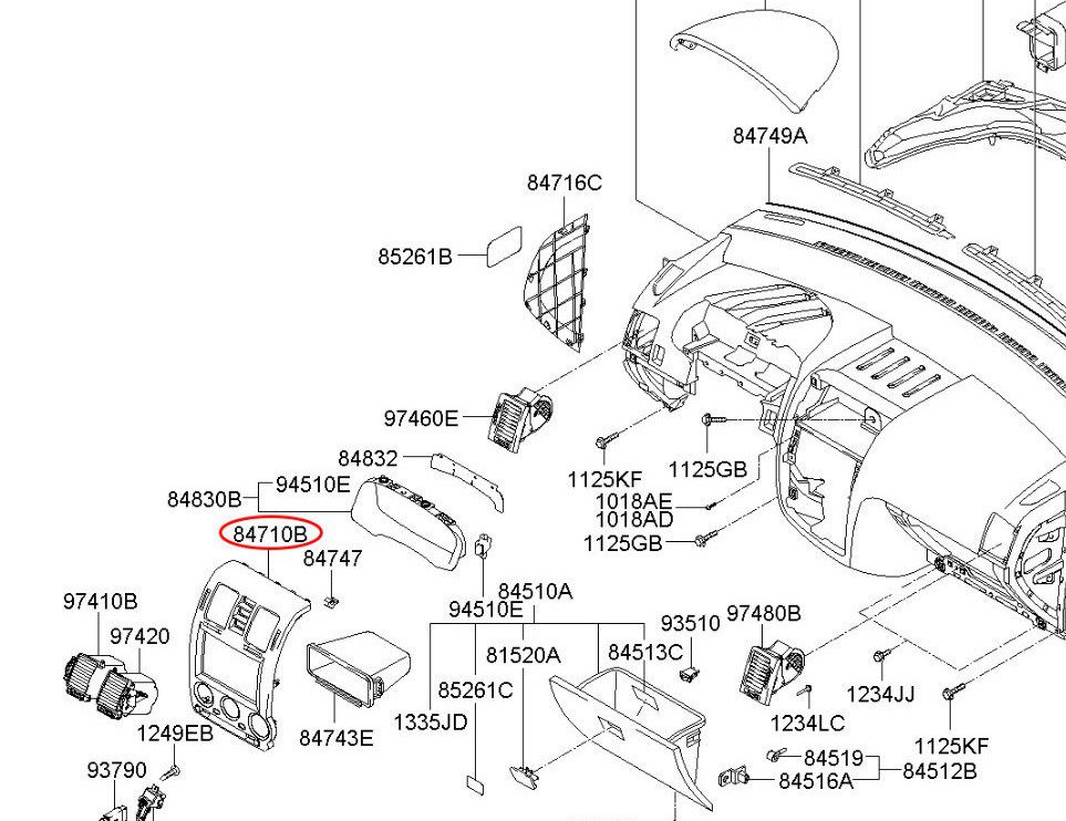 Hyundai Getz Click 2006 2011 Panel Assembly Center Fascia Frame Cover ...